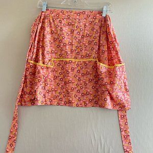 Salmon Pink Vintage Floral Print Apron